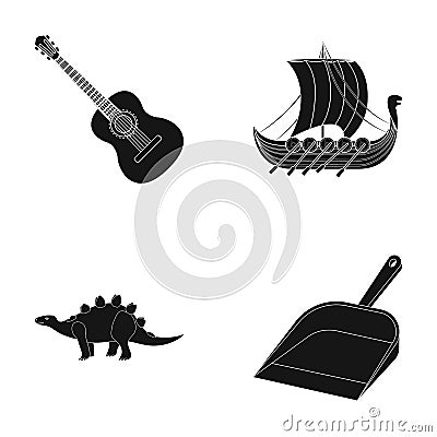 Cleaning, History and or web icon in black style. Travel, Art icons in set collection. Vector Illustration