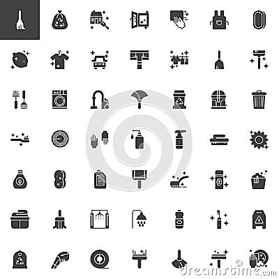 Cleaning and housekeeping vector icons set Vector Illustration