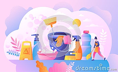 Cleaning hygiene service concept Cartoon Illustration
