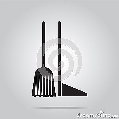 Cleaning icon, Broom and Dustpan Vector Illustration