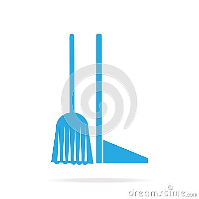 Cleaning icon, Broom and Dustpan Vector Illustration