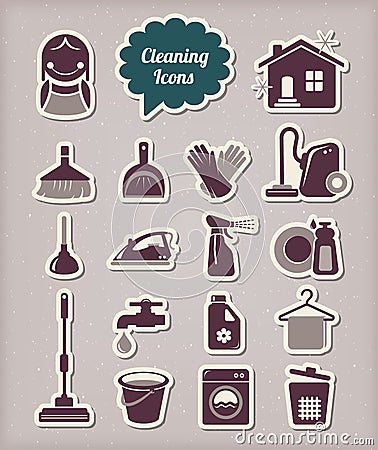 Cleaning icons paper cut style Vector Illustration