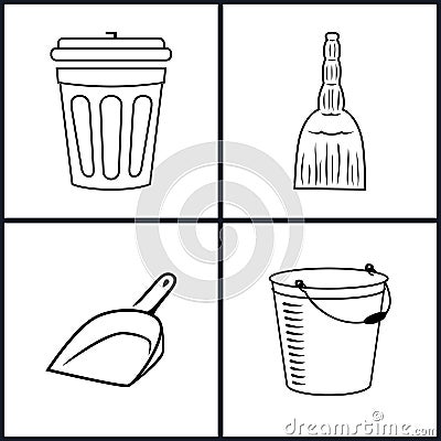 Cleaning Icons Set Vector Illustration