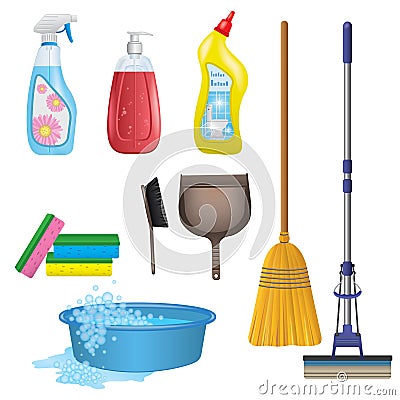 Cleaning Icons Set Vector Illustration