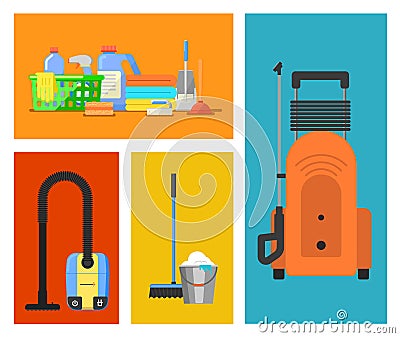 Cleaning icons set Vector Illustration