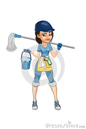 Cleaning lady Stock Photo