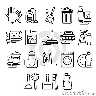 Cleaning, laundry, washing, broom, cleanliness Vector Illustration