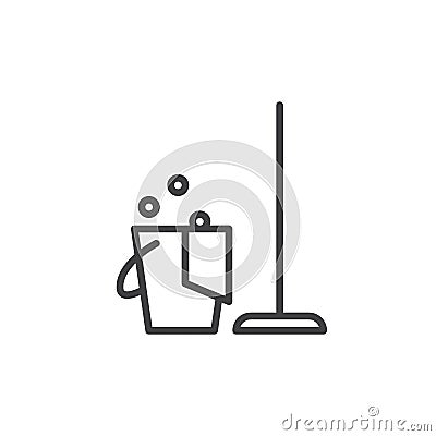 Cleaning line icon, outline vector sign, linear style pictogram isolated on white. Vector Illustration