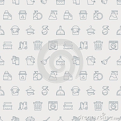 Cleaning line icon pattern set Vector Illustration