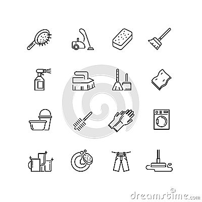 Cleaning line vector icons Vector Illustration