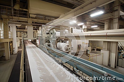 cleaning lines, where the pulp and paper products are cleaned and sanitized for further use Stock Photo