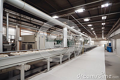 cleaning lines, where the pulp and paper products are cleaned and sanitized for further use Stock Photo