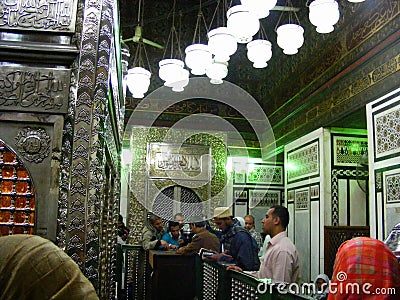 Cleaning man inside mosque holy grave of sayda zainab in egypt cairo Editorial Stock Photo