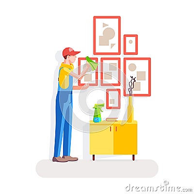 Cleaning paintings Vector Illustration