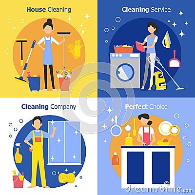 Cleaning People Concept Vector Illustration