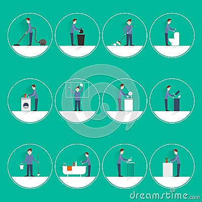 Cleaning people flat Vector Illustration