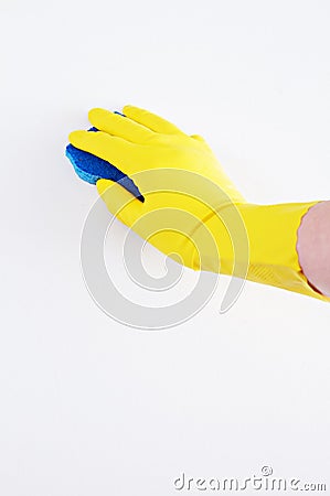 Cleaning Person on white background Stock Photo