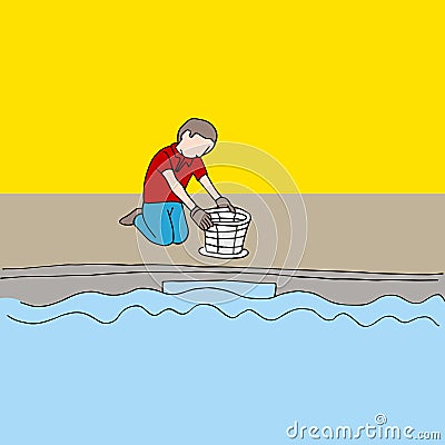 Cleaning Pool Filter Vector Illustration