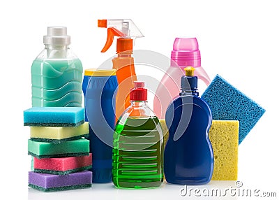 Cleaning product plastic container Stock Photo