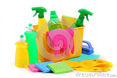 Cleaning products Stock Photo