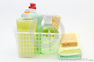 Cleaning products and detergents. Stock Photo