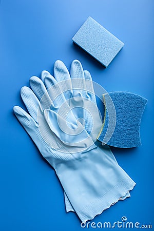 Cleaning products household sponge glove Stock Photo