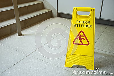 Cleaning progress caution sign Stock Photo