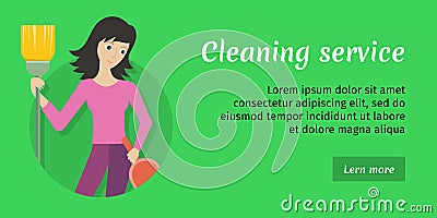 Cleaning Service Ad Card, Banner, Poster, Fier Vector Illustration