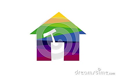 Cleaning Service Colorful House Tools symbol Logo Vector Illustration