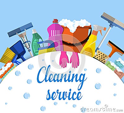 Cleaning service flat illustration Vector Illustration