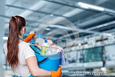 Cleaning service in industrial premises Stock Photo
