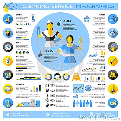 Cleaning Service Infographics Vector Illustration