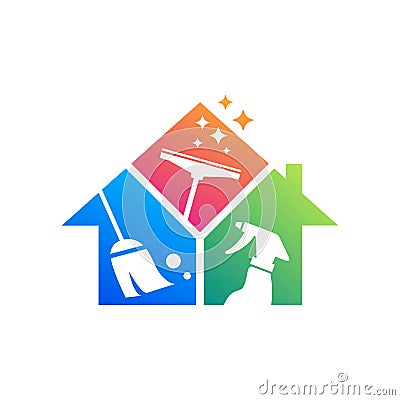 Cleaning service logo design idea. Creative Eco symbol template. Building and House Vector Illustration