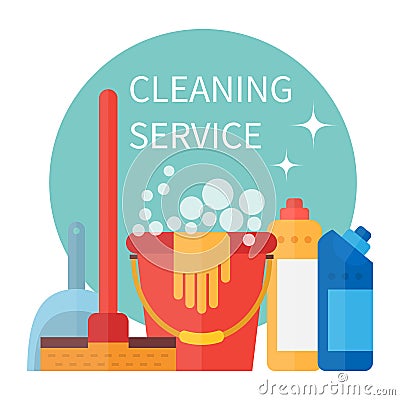 Cleaning service Cartoon Illustration