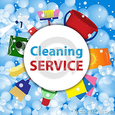 Cleaning service. Poster template or background for house cleaning services. Vector Vector Illustration