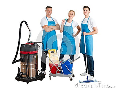 Cleaning Service Professional Janitor Team Stock Photo