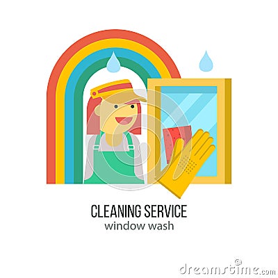 Cleaning service. Vector illustration, emblem. Vector Illustration