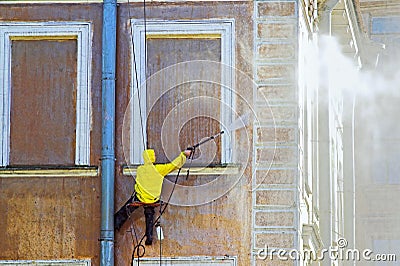 Cleaning service worker Stock Photo