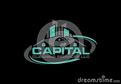 Cleaning Services Logo Capital Cleaning Service Wordmark Logo Design Vector Template Vector Illustration