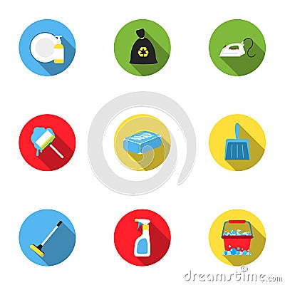 Cleaning set icons in flat style. Big collection of cleaning vector symbol stock illustration Vector Illustration