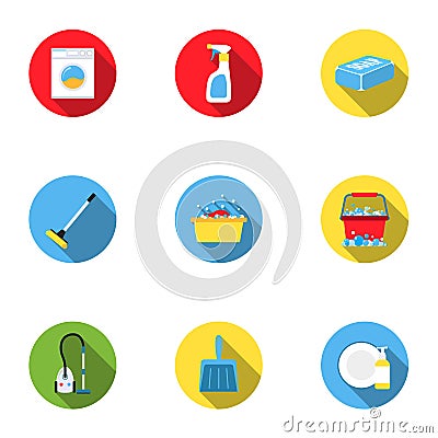 Cleaning set icons in flat style. Big collection of cleaning vector symbol stock illustration Vector Illustration