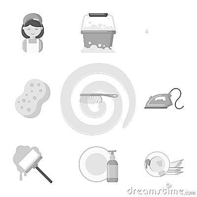 Cleaning set icons in monochrome style. Big collection of cleaning vector symbol Vector Illustration