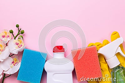 Cleaning set. Spring clean up Stock Photo