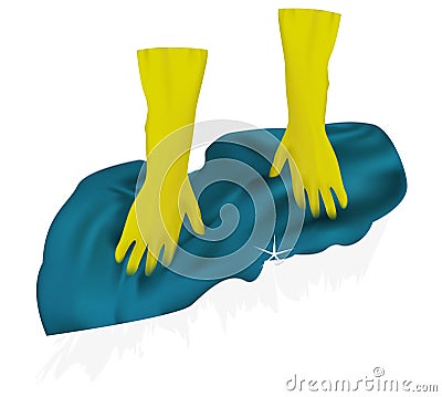 Cleaning. Shoe. Rubber gloves. Wash the floor. Vector Illustration