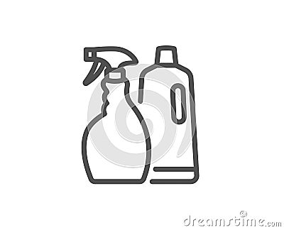 Cleaning spray and Shampoo line icon. Cleanser. Vector Illustration