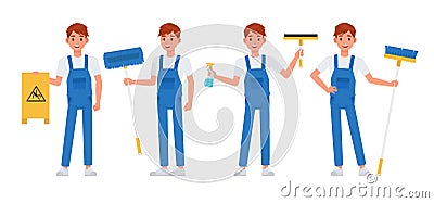 Cleaning staff character vector design no4 Vector Illustration