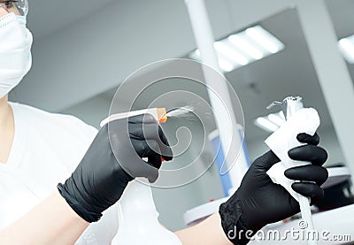 Cleaning sterilization, medical dental unit in a dental clinic, operating medical facility Stock Photo