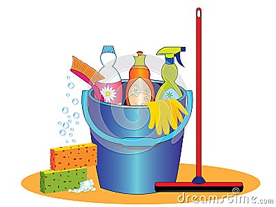 Cleaning supplies Stock Photo