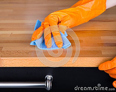 Cleaning table Stock Photo