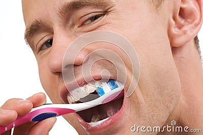 Cleaning teeth Stock Photo